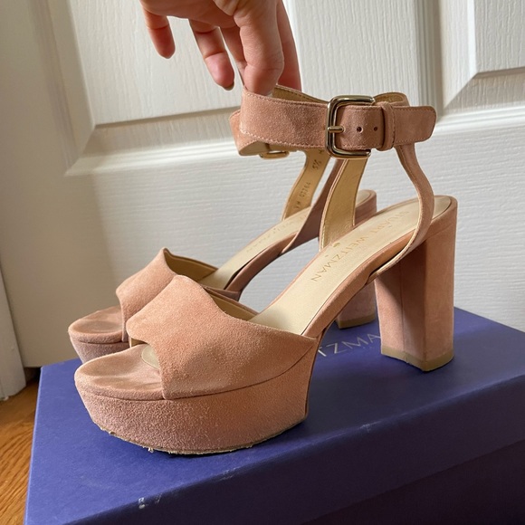 Stuart weitzman nudish peach suade platform sandals size 6 - Picture 2 of 3